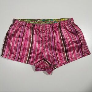 Y2K La Senza Bedtime Stories Pink Satin Stripe Sleep Shorts Size S